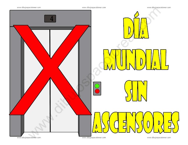 Dia mundial sin ascensores dibujo a color y para colorear